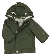Tmavokhaki nepromokavá jarní bunda s kapucí - žralok George