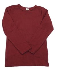 Vínové žebrované triko H&M