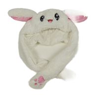 Bílá chlupatá zateplená čepice s čumáčkem a oušky 