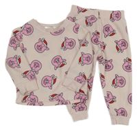 Světlepudrové fleecové pyžamo s prasátky s vánočním motivem M&S