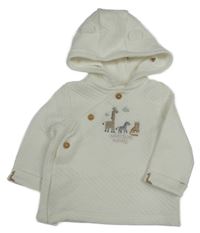 Bílá vzorovaná propínací mikina se zvířátky a kapucí s oušky F&F