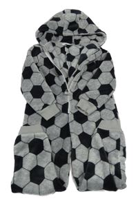 Šedo-černá vzorovaná melírovaná plyšová kombinéza s kapucí M&S