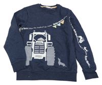 Tmavomodrá melírovaná mikina s traktorem Kids