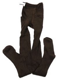 Nové - tmavohnědé vzorované punčocháče Ergee