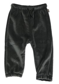 Tmavošedé žebrované plyšové teplé kalhoty Baby