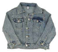 Modrá šisovaná riflová crop bunda s límečkem Topolino