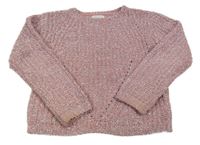 Růžovo-stříbrný melírovaný crop svetr PRIMARK