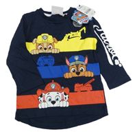 Nové - tmavomodré triko s PAW PATROL a pruhy Next