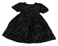 Černé kárované/flitrové sametové šaty St. Bernard