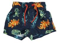 Tmavomodré plážové kraťasy s dinosaury Nutmeg