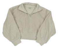 Smetanová žebrovaná plyšová crop mikina PRIMARK