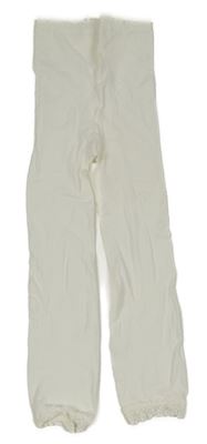 Smetanové silonky bez šlapiček s krajkou