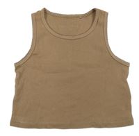 Hnědý žebrovaný crop top Next
