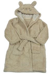 Světlebéžoý plyšový župan s kapucí s čumáčkem Tu