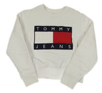 Bílá teplá crop mikina s logem Tommy Jeans