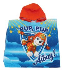 Modro-tmavomodrá froté pončo osuška s PAW PATROL a kapucí nickelodeon