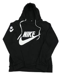 Černá teplá mikina s logem a kapucí Nike
