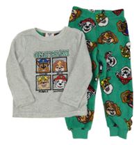 Světlešedo/melírovano-zelené plyšové pyžamo s PAW PATROL PRIMARK