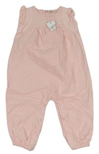 Růžový kalhotový overal s madeirou  