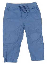 Modré plátěné roll-up kalhoty s úpletovým pasem F&F