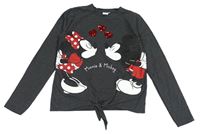 Tmavošedé melírované triko s Minnie a Mickeym Disney