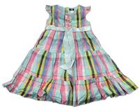 Tyrkysovo-barevné kostkované šaty s páskem H&M