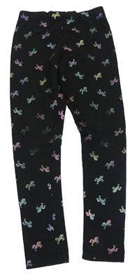 Černé teplé legíny s jednorožci H&M