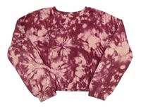 Vínovo-růžová batikovaná crop mikina Primark