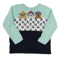 Tyrkysovo-bílo-tmavomodré triko s Paw Patrol Nickelodeon