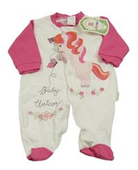 Nové - Smetanovo-tmavorůžový overal s koněm a motýly