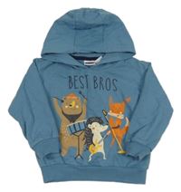 Modrošedá mikina se zvířaty a kapucí Lily & Dan