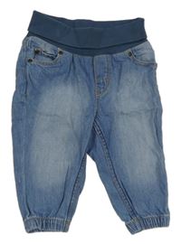 Modré loose pull on cuff rifle s úpletovým pasem H&M