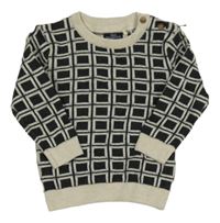 Černo-béžový kostkovaný svetr Next