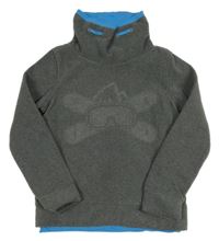 Tmavošedá fleecová mikina s lyžařskými brýlemi a komínovým límcem