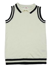 Smetanová svetrová vesta s límečkem