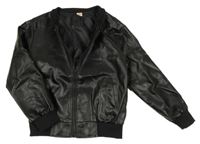 Černá koženková podšitá bunda