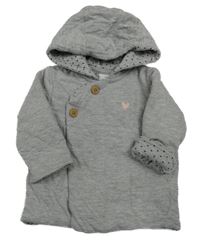 Šedá melírovaná zateplená propínací mikina s výšivkou a kapucí Topomini