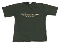 Tmavokhaki teplákové tričko s nápisem