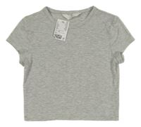 Nové - Šedé melírované crop tričko H&M