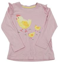 Růžové triko se slepicí a kuřaty Tchibo