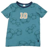Petrolejové tričko s fotbalovými míči a číslem Schiesser