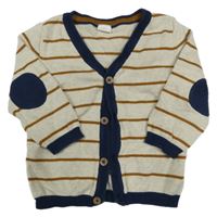 Béžovo-hnědý pruhovaný propínací svetr H&M