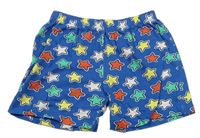 Modré pyžamové kraťasy s barevnými hvězdičkami 