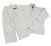 2 set - Bílé plátěné kimono + kalhoty 