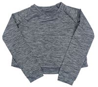 Šedé melírované sportovní crop triko 