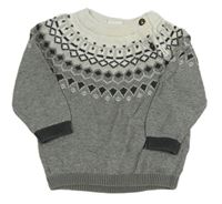 Šedo-bílý vzorovaný svetr H&M