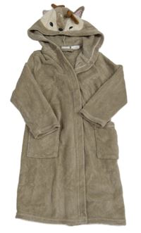 Béžový chlupatý župan s kapucí - sob zn. H&M