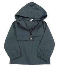 Tmavošedá lehká bunda s nášivkou a kapucí Shein