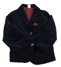 Tmavomodré sametové podšité sako Miniclub