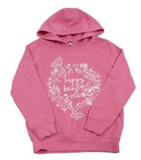 Růžová mikina s potiskem a kapucí George